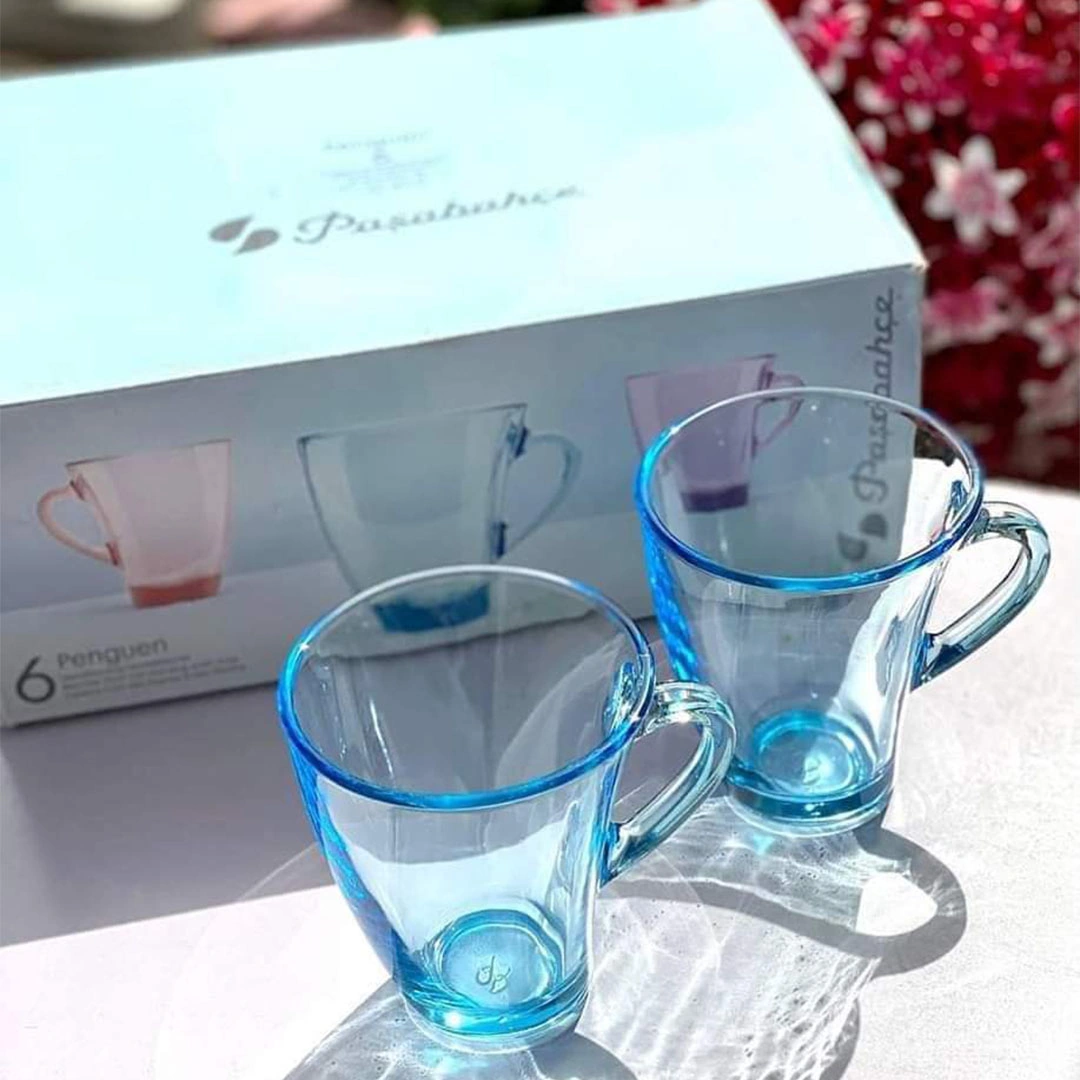 طقم مج منجوان ألوان - زجاج - شفاف - 6 قطع