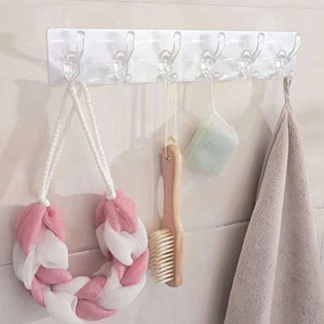 شماعه سيليكون مرنة لاصقة للتعليق - 6 خطافات - 40 × 8 سم