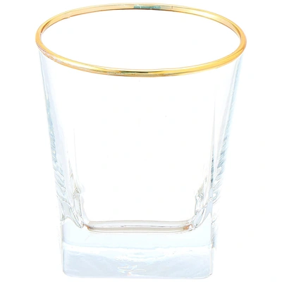 طقم كوب شاي كاري مدهب تركي - زجاج - شفاف - 6 قطع