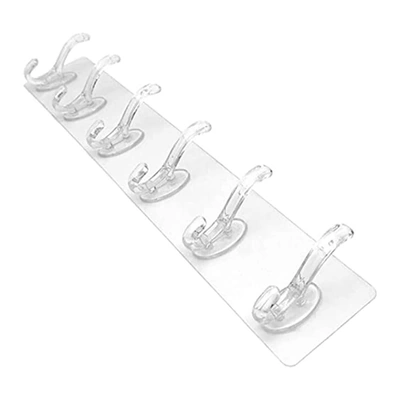 شماعه سيليكون مرنة لاصقة للتعليق - 6 خطافات - 40 × 8 سم