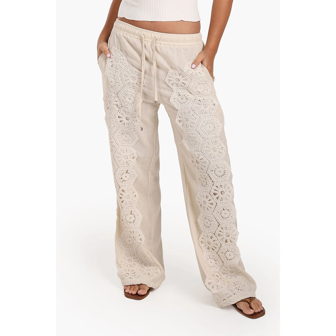 كلو بنطلون بوهو كروشيه - بيج فاتح