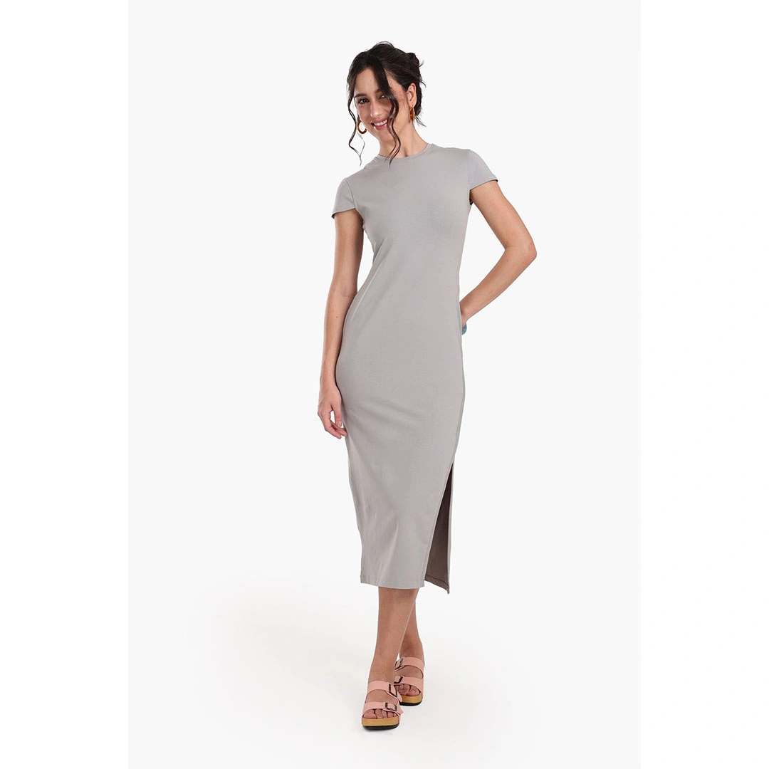 كلو فستان ميدي ضيق حريمي - رمادي