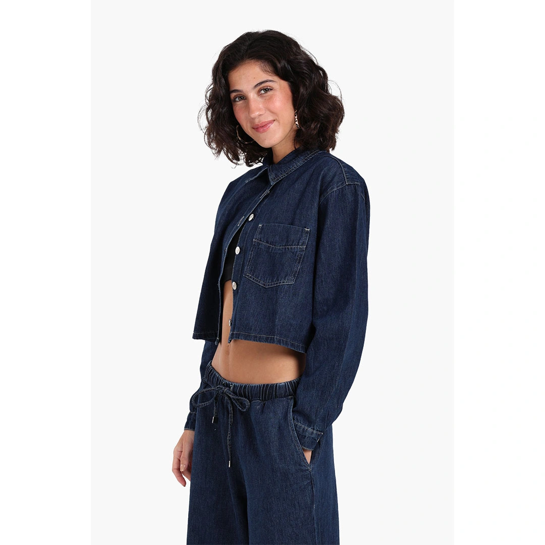 كلو قميص جينز قصير حريمي - كحلي