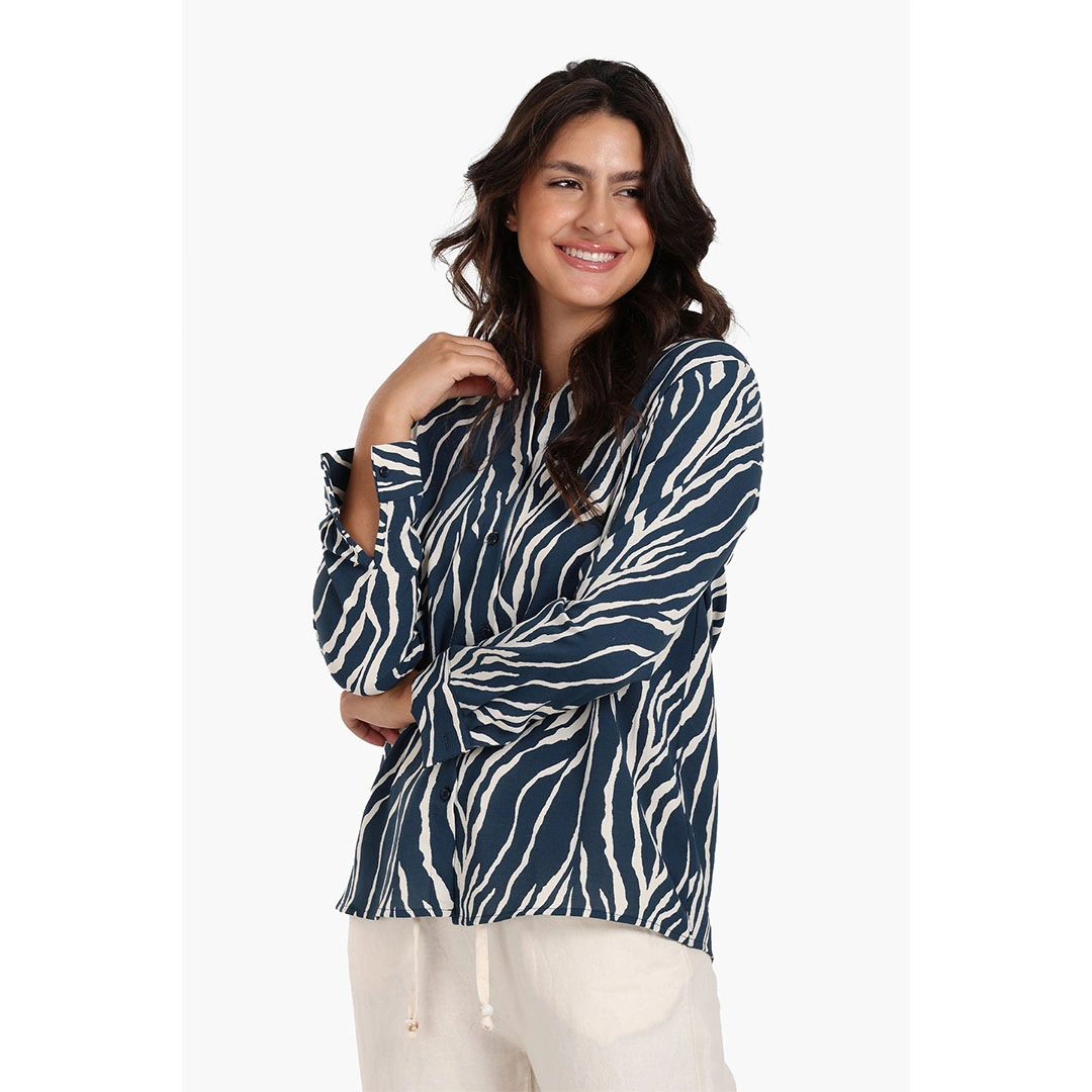 كلو قميص حريمي تنسل بطبعة حمار وحشي - كحلي