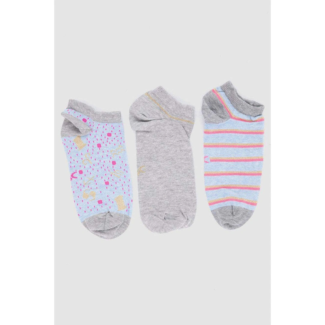 3 شرابات قطن حريمي - درجات الرمادي - 52020