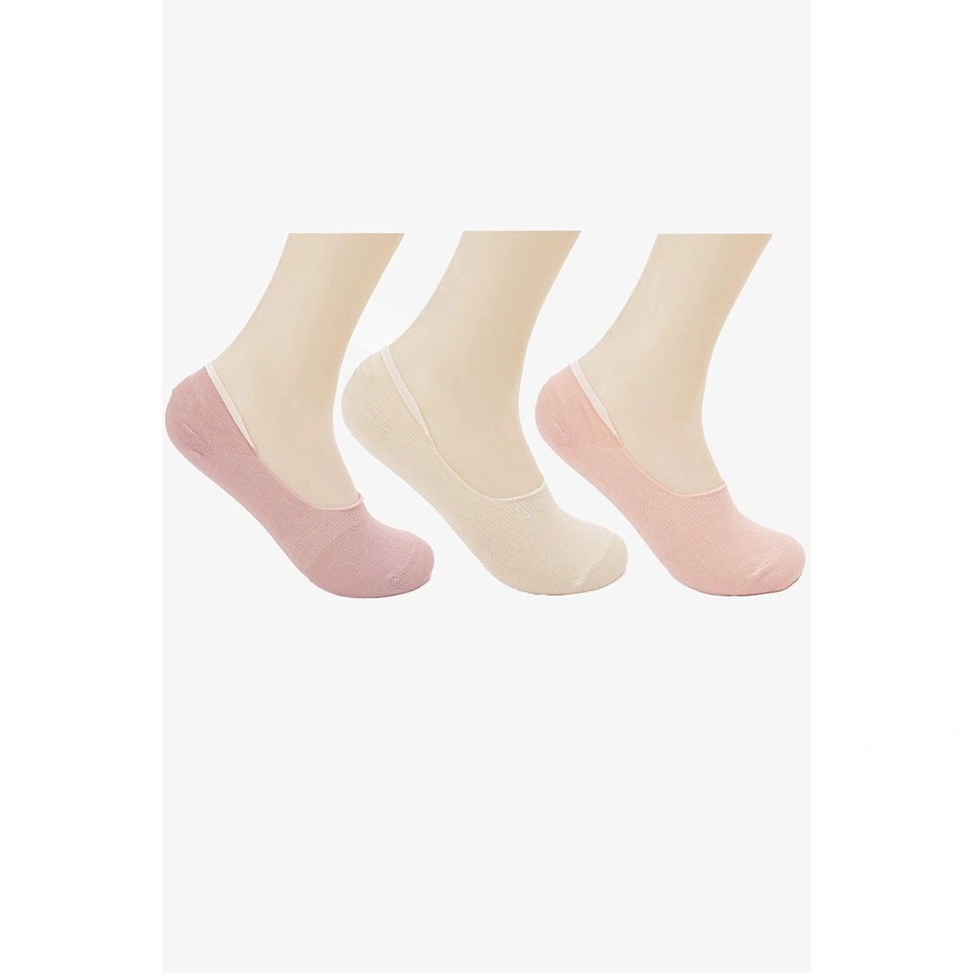 3 شرابات قطن سوكيت حريمي كارينا - بينك/بيج - 52033