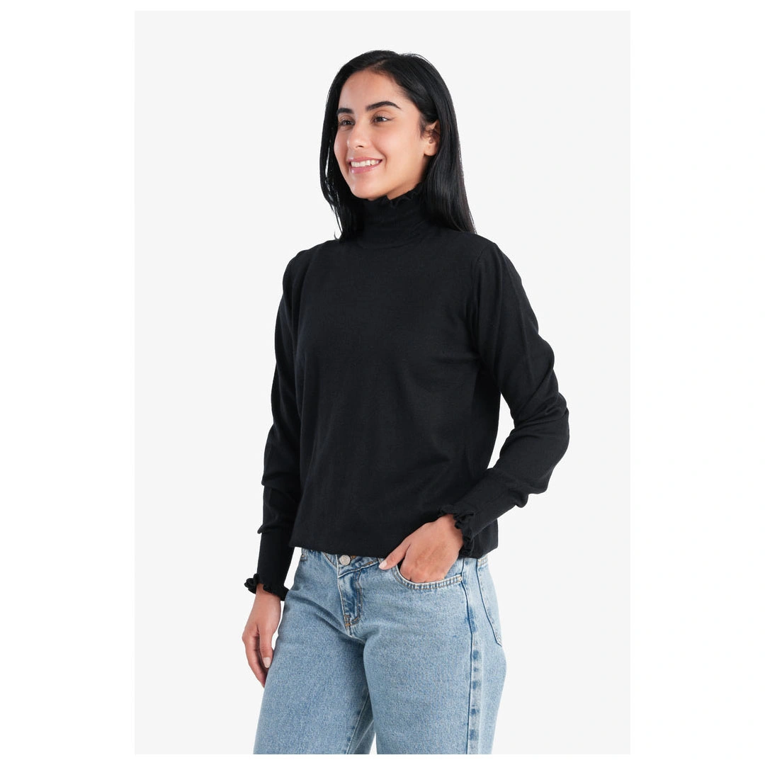 بلوفر كارينا حريمي بكشكشة على الرقبة والأكمام 55524