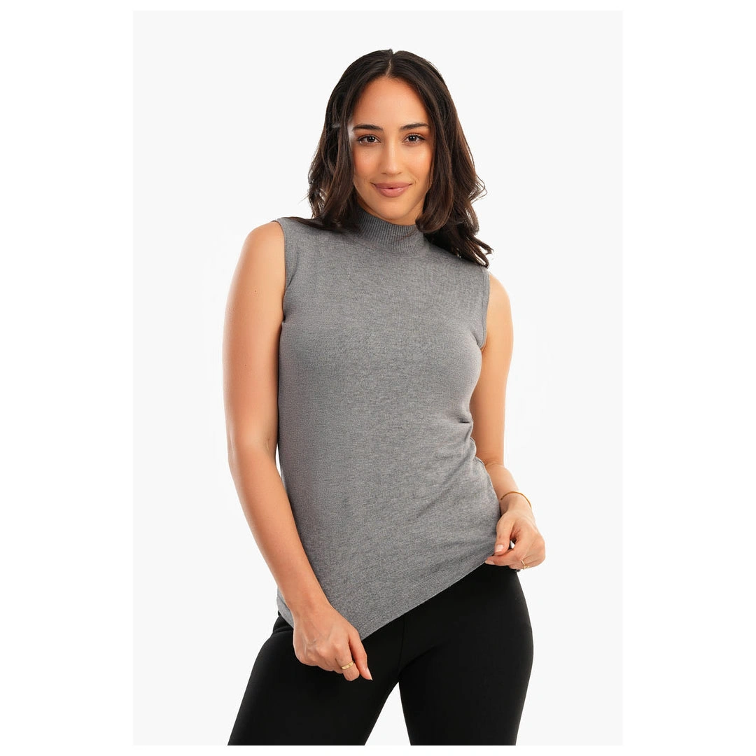 بلوفر كارينا حريمي بدون كم بياقة عالية 55526