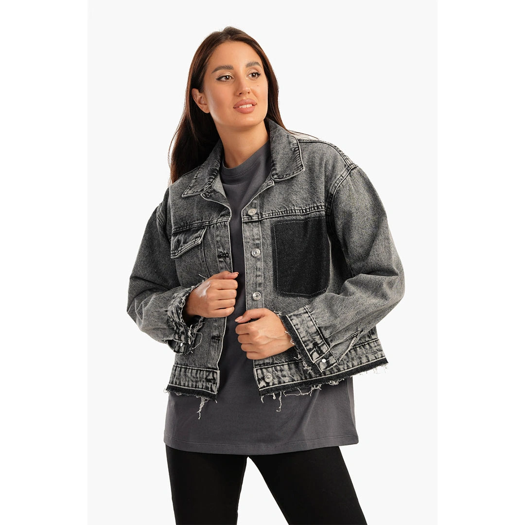 جاكيت جينز كارينـا رمادي حريمي - رمادي 55601