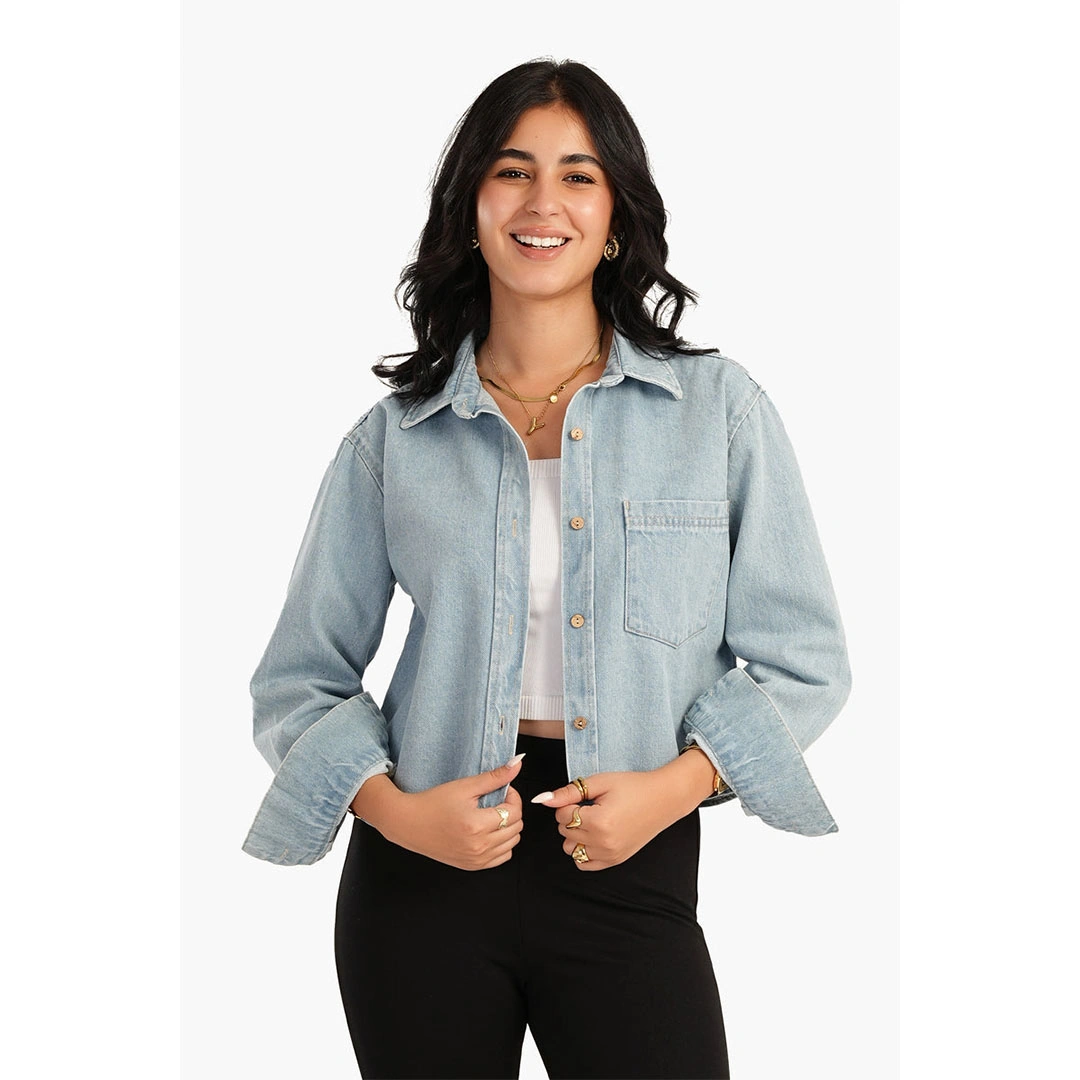 قميص جينز قصير حريمي كارينا - أزرق 56008