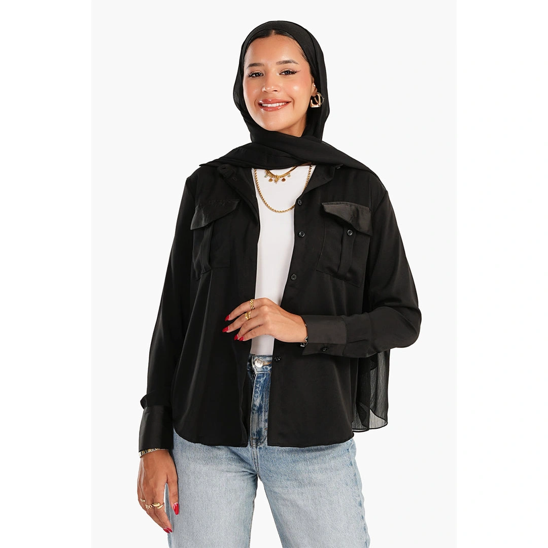 بلوزة كريب حريمي من كارينا - أسود 56034