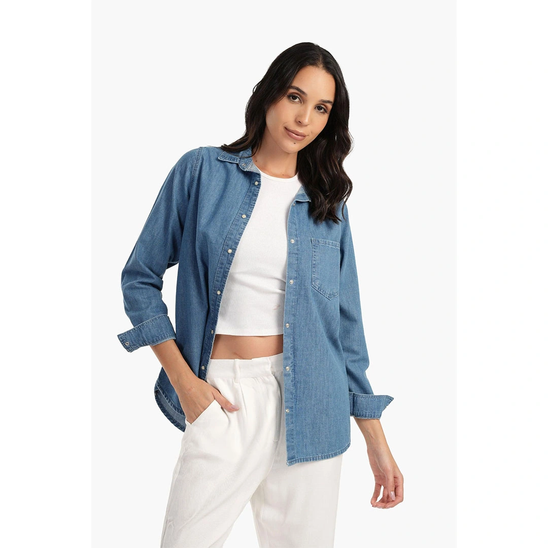 قميص جينز بأزرار كبس حريمي 17613