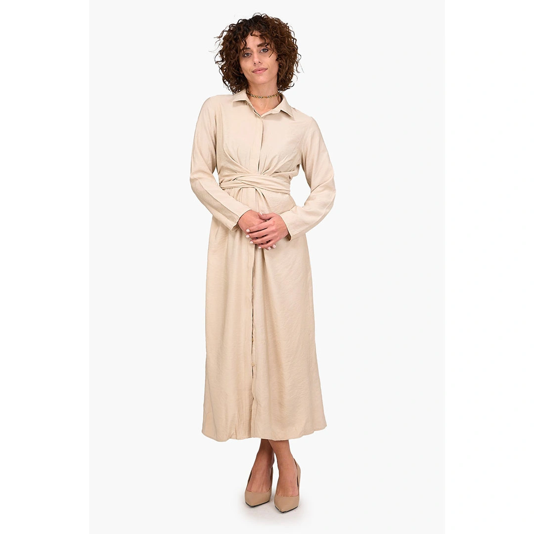 فستان قميص بحزام وسط حريمي 17714