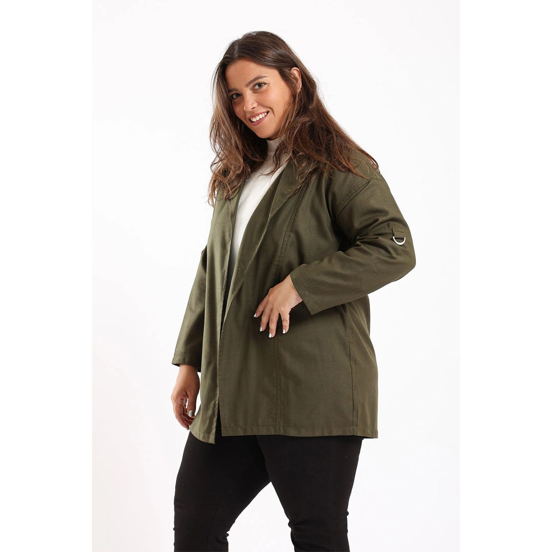 هودي قطن بكم حريمي - زيتي 16978