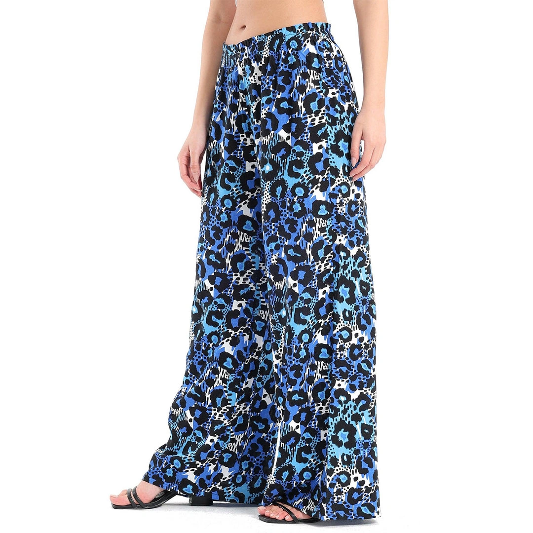 بنطلون مشجر واسع حريمي - أزرق 17200