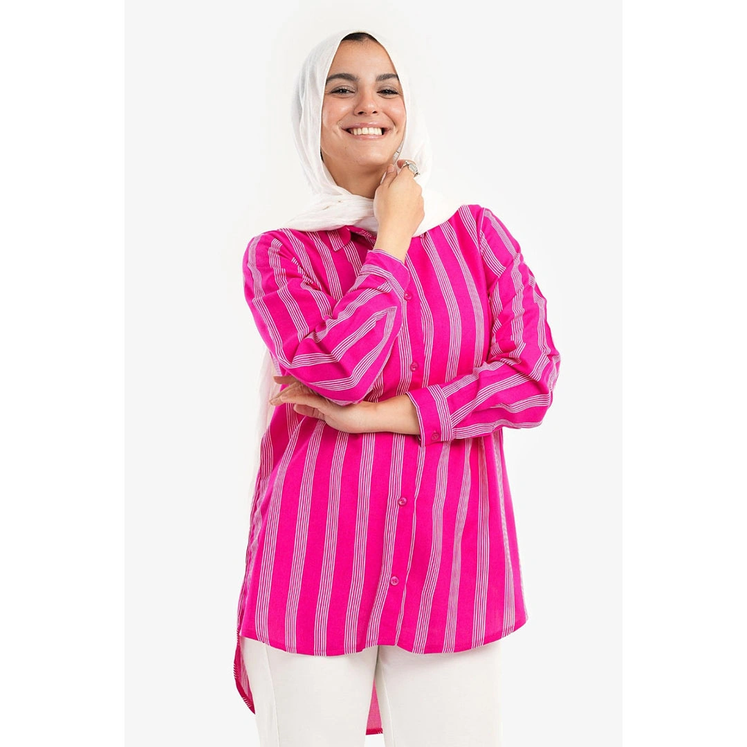 قميص مقلم طويل حريمي 17236