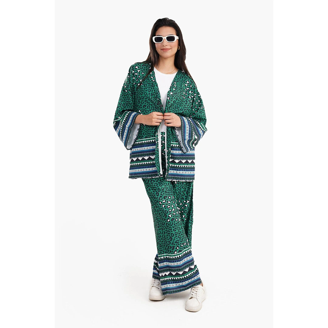 كيمونو مفتوح مشجر - أخضر 17384