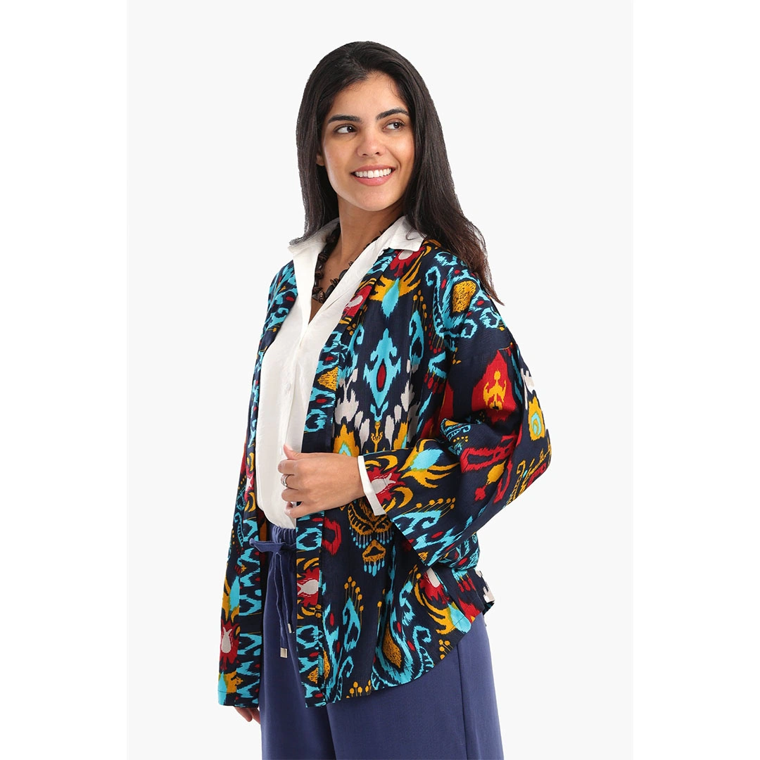 كارديجان مطبوع حريمي - كحلي 17844