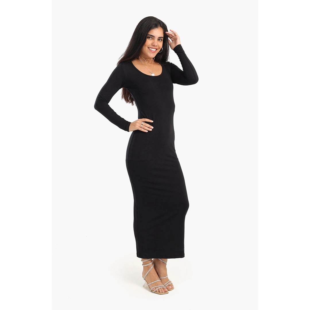 فستان ضيق قطن حريمي - أسود 17865