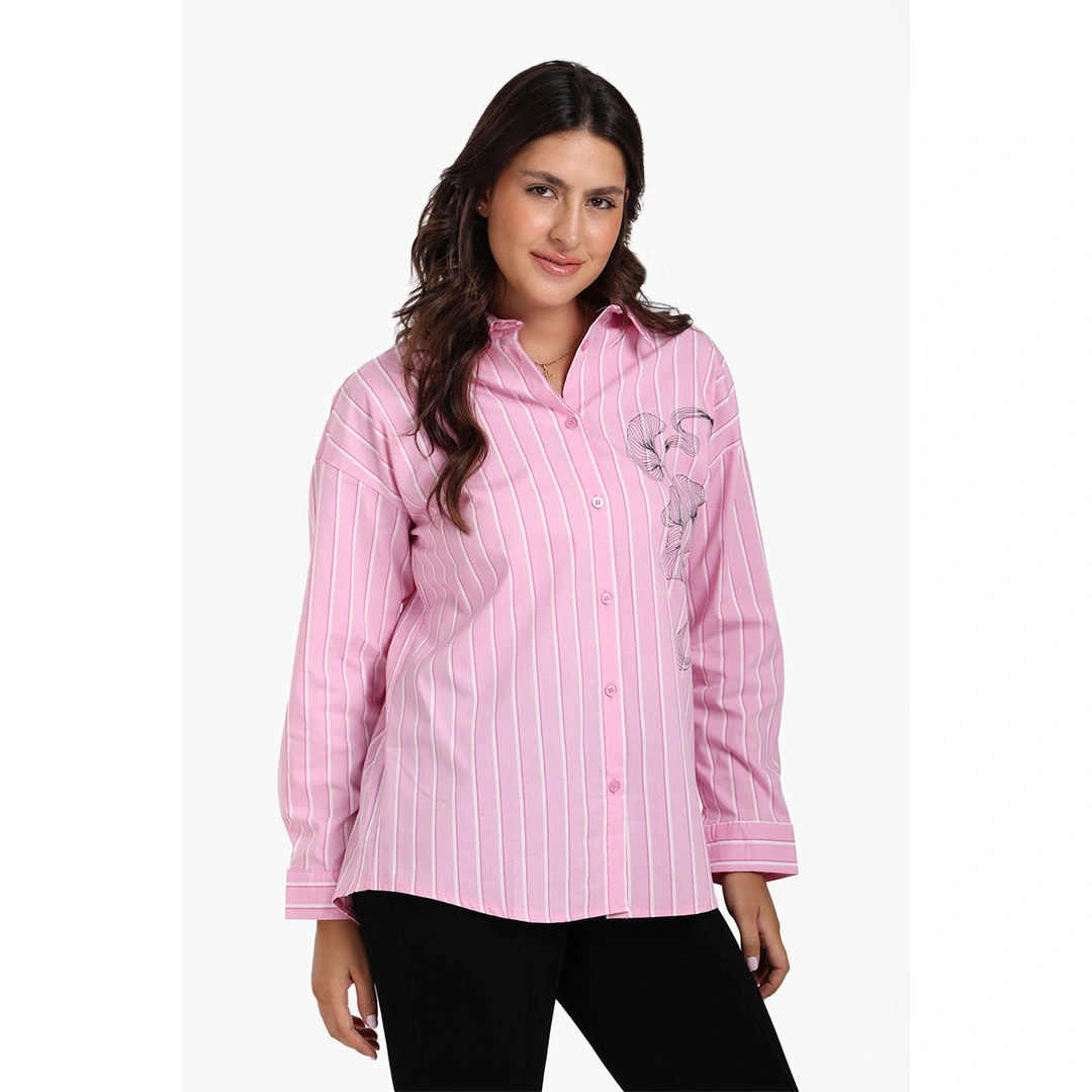 كلو قميص مخطط بطبعة زهور - وردي