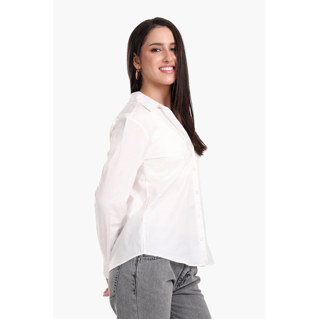 كلو قميص بوبلين بياقة على شكل حرف V حريمي