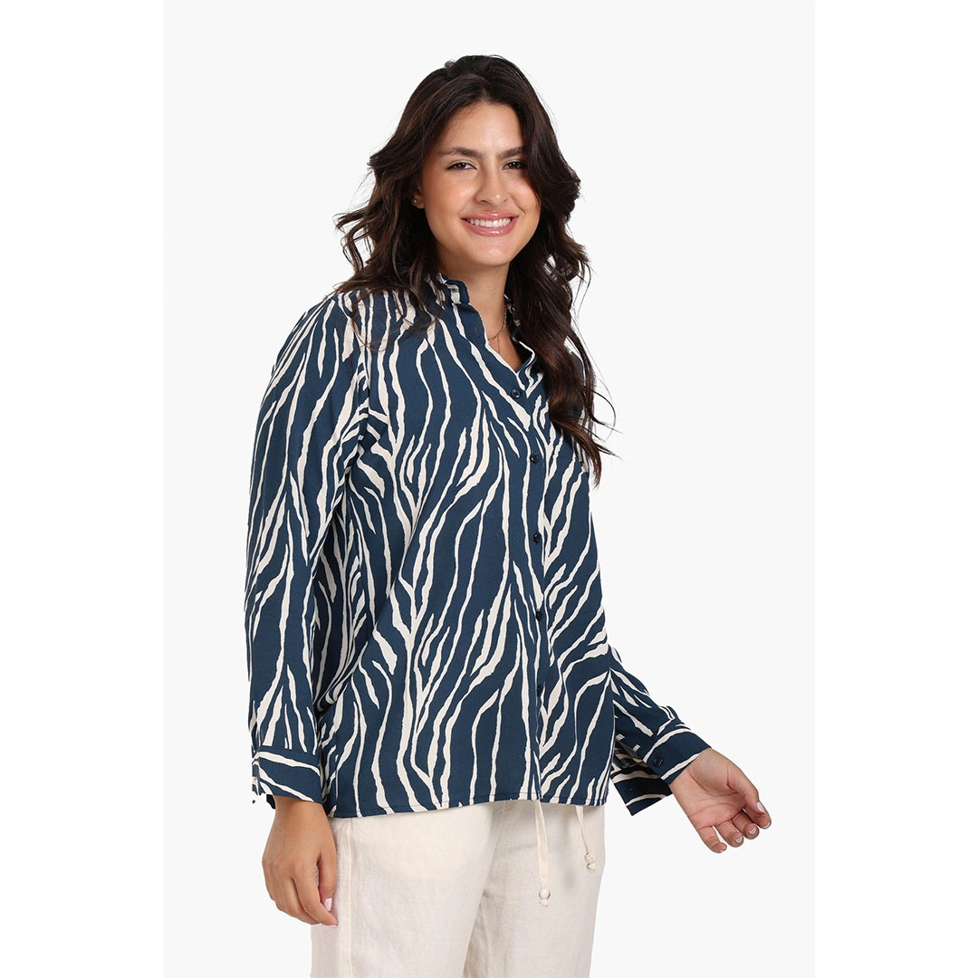 كلو قميص حريمي تنسل بطبعة حمار وحشي - كحلي