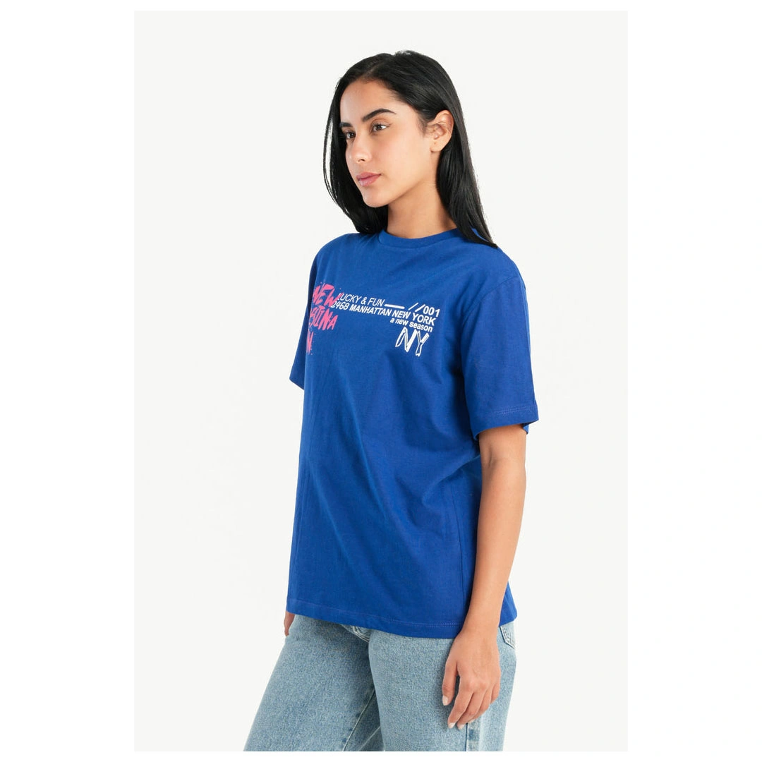 تيشيرت كارينا أزرق برسومات حريمي - كحلي 55793