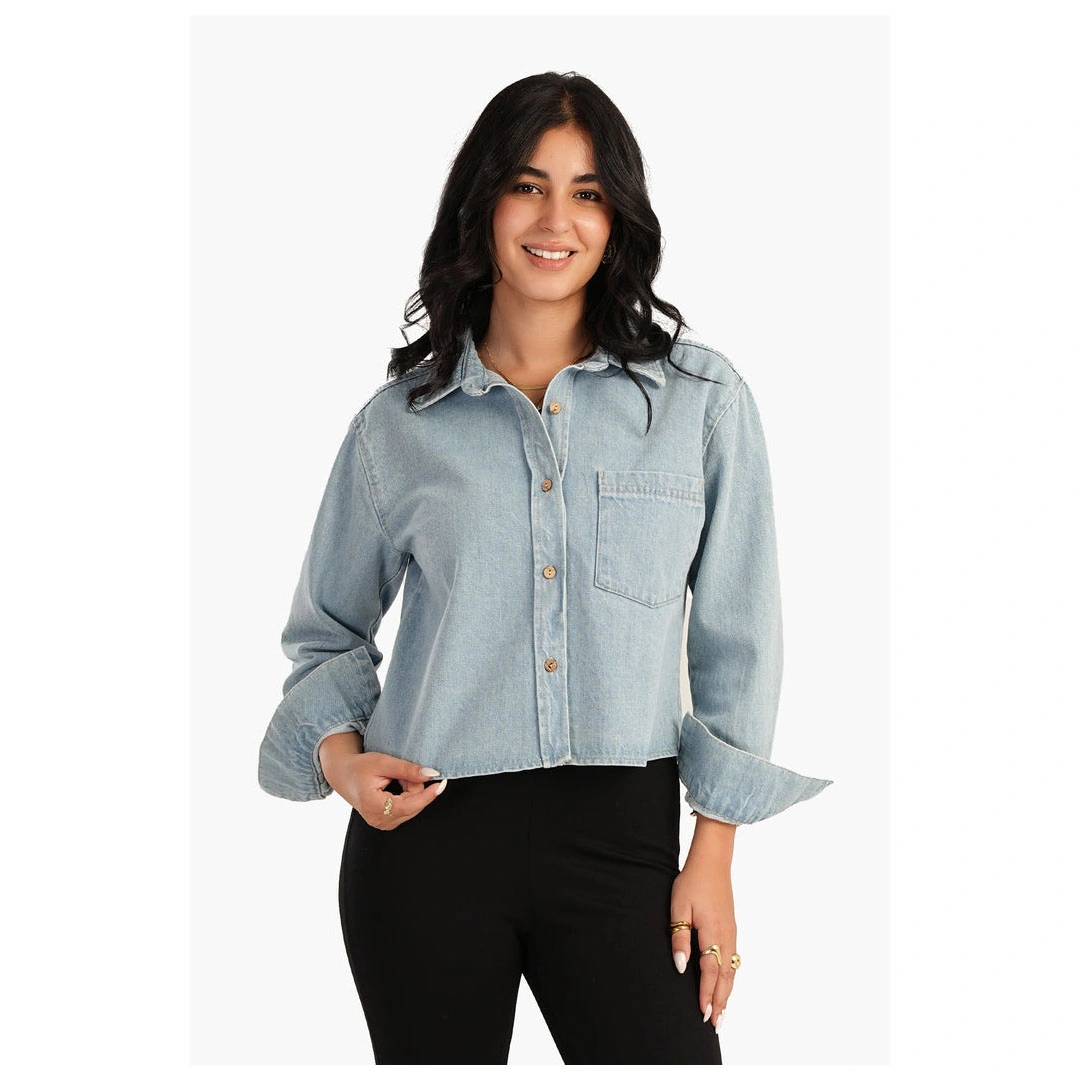 قميص جينز قصير حريمي كارينا - أزرق 56008