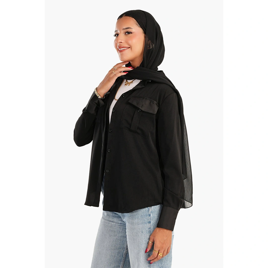 بلوزة كريب حريمي من كارينا - أسود 56034