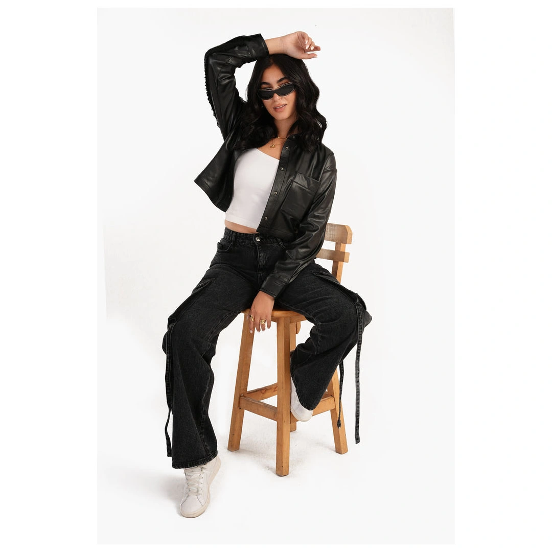 بنطلون كارينا كارغو حريمي جينز - رمادي غامق 56037