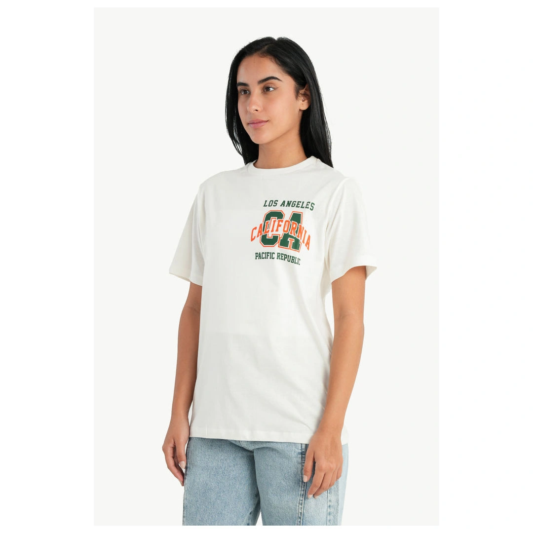 تيشيرت حريمي قطن نصف كم - أوف وايت 56040