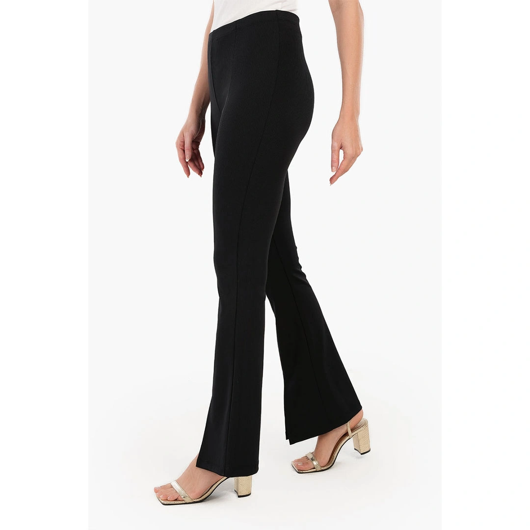 بنطلون حريمي واسع مضلع - أسود 56374