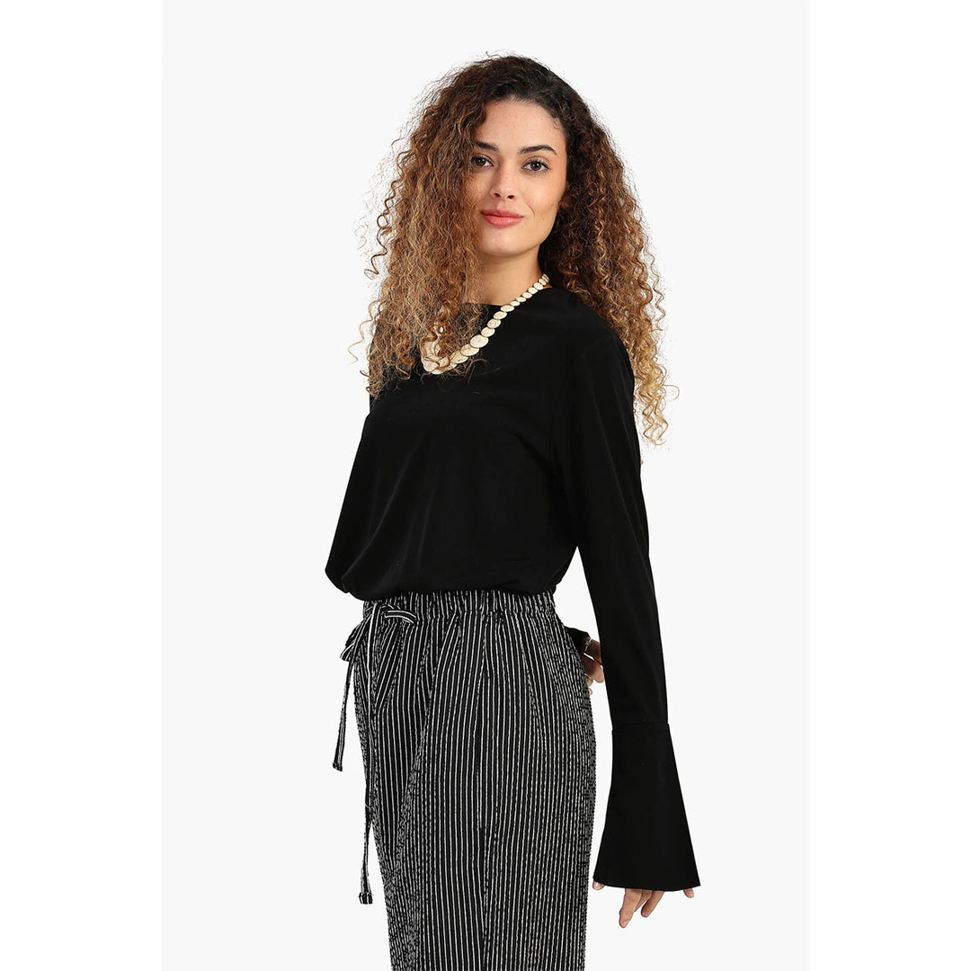 بلوزة كارينا بأكمام واسعة حريمي - أسود 56375