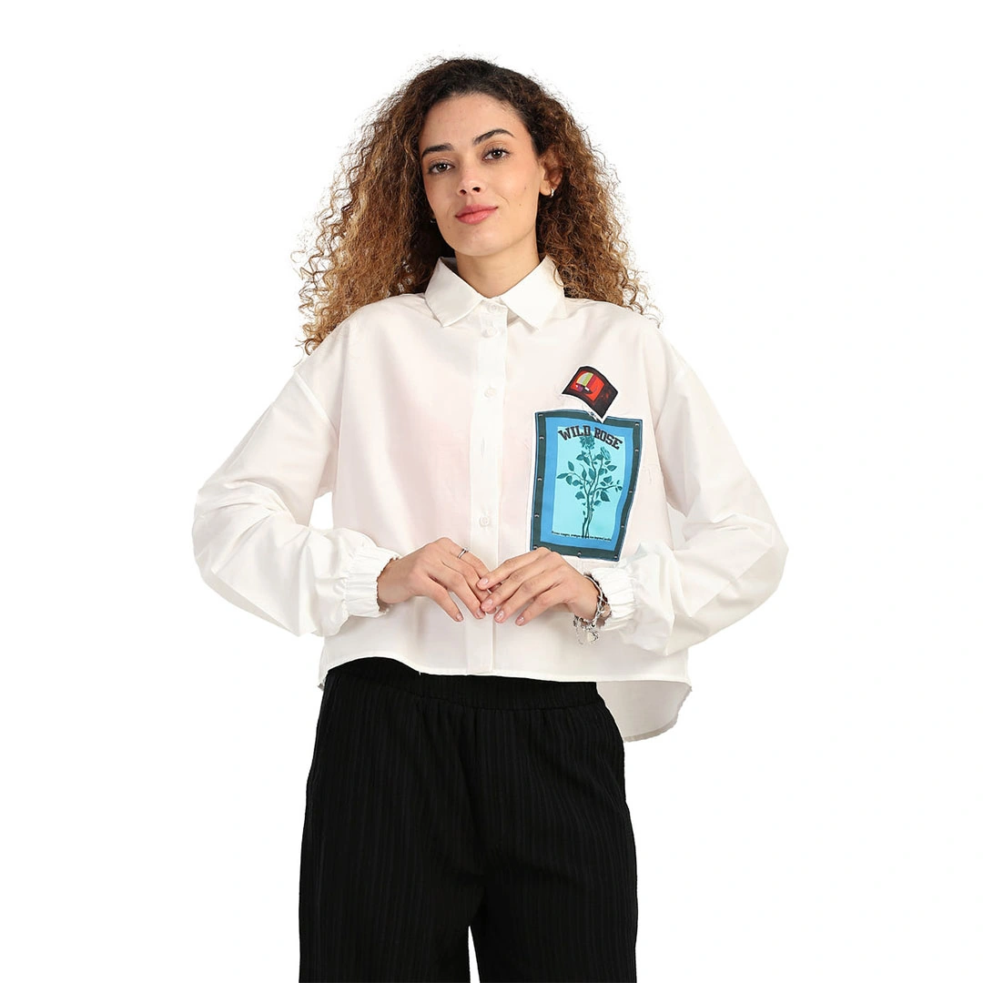 قميص حريمي مطبوع - أوف وايت 56683