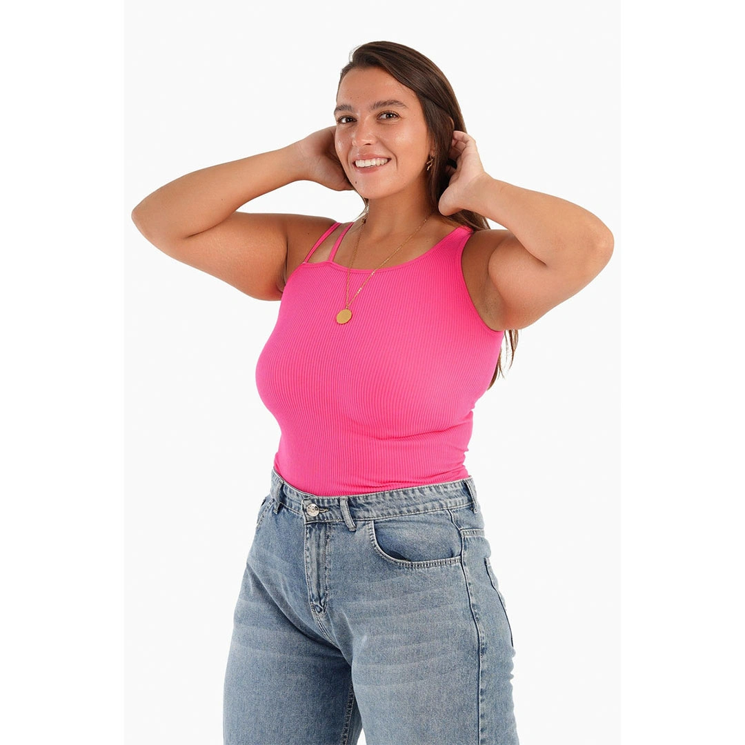 توب حمالة كتف واحد حريمي - فوشيا 17393