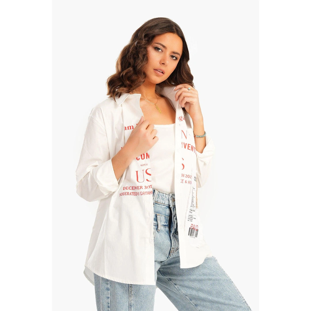 قميص بياقه حريمي حريمي - أبيض 17454