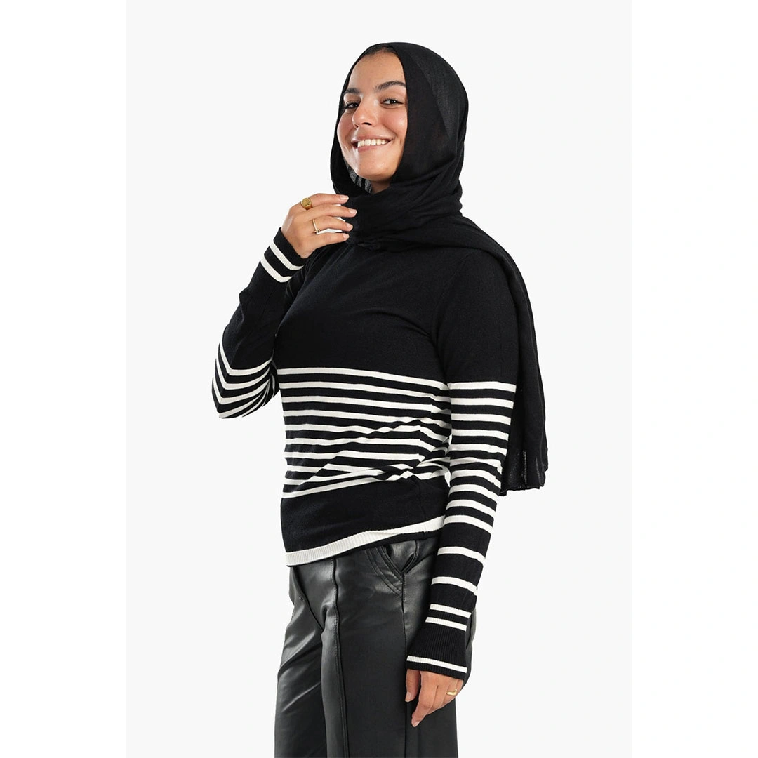 بلوفر صوف مخطط حريمي 17517