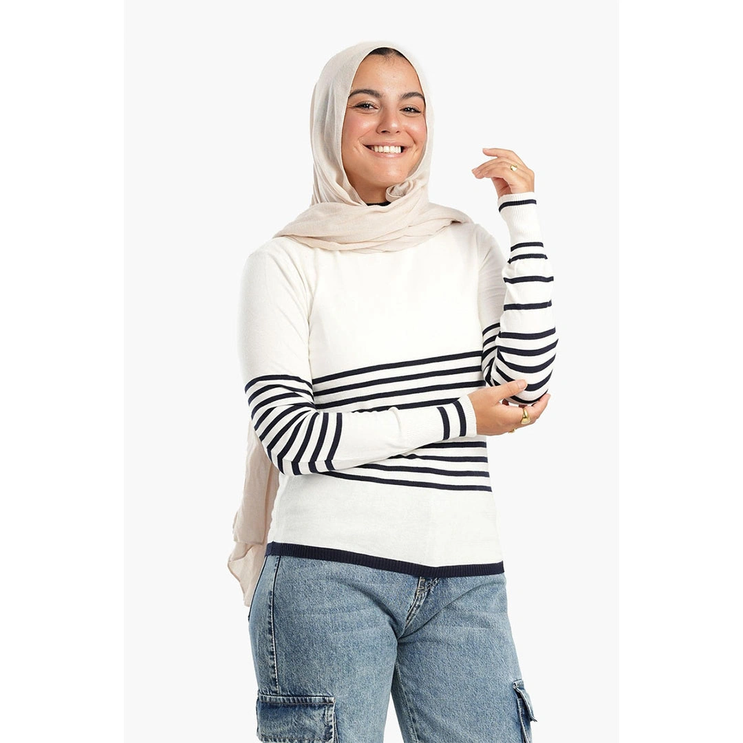 بلوفر صوف مخطط حريمي 17517