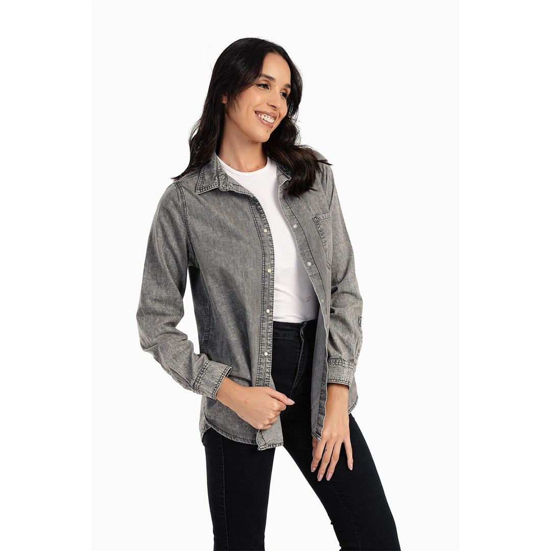 قميص جينز بأزرار كبس حريمي 17613