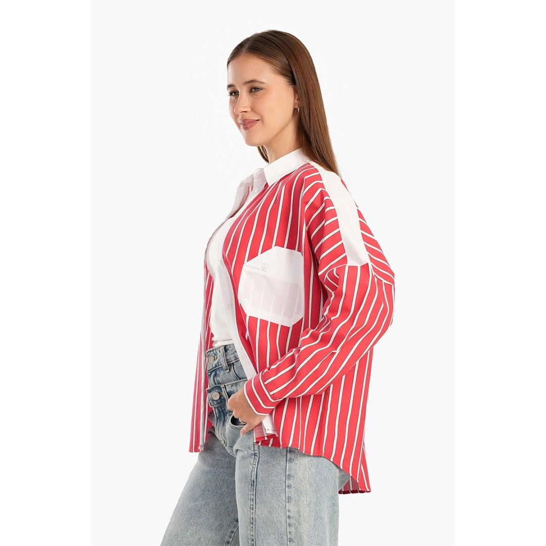 قميص بكم مخطط حريمي - بطيخي 17638