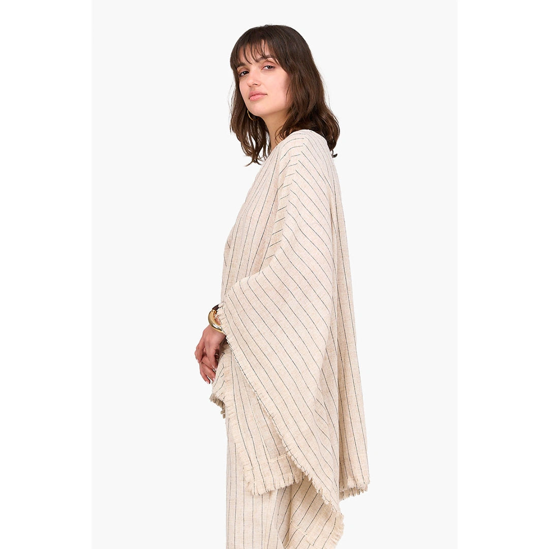 بونشو مربع كتان حريمي - بيج 17818