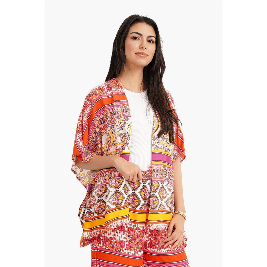 كيمونو مشجر حريمي - برتقالي 17320