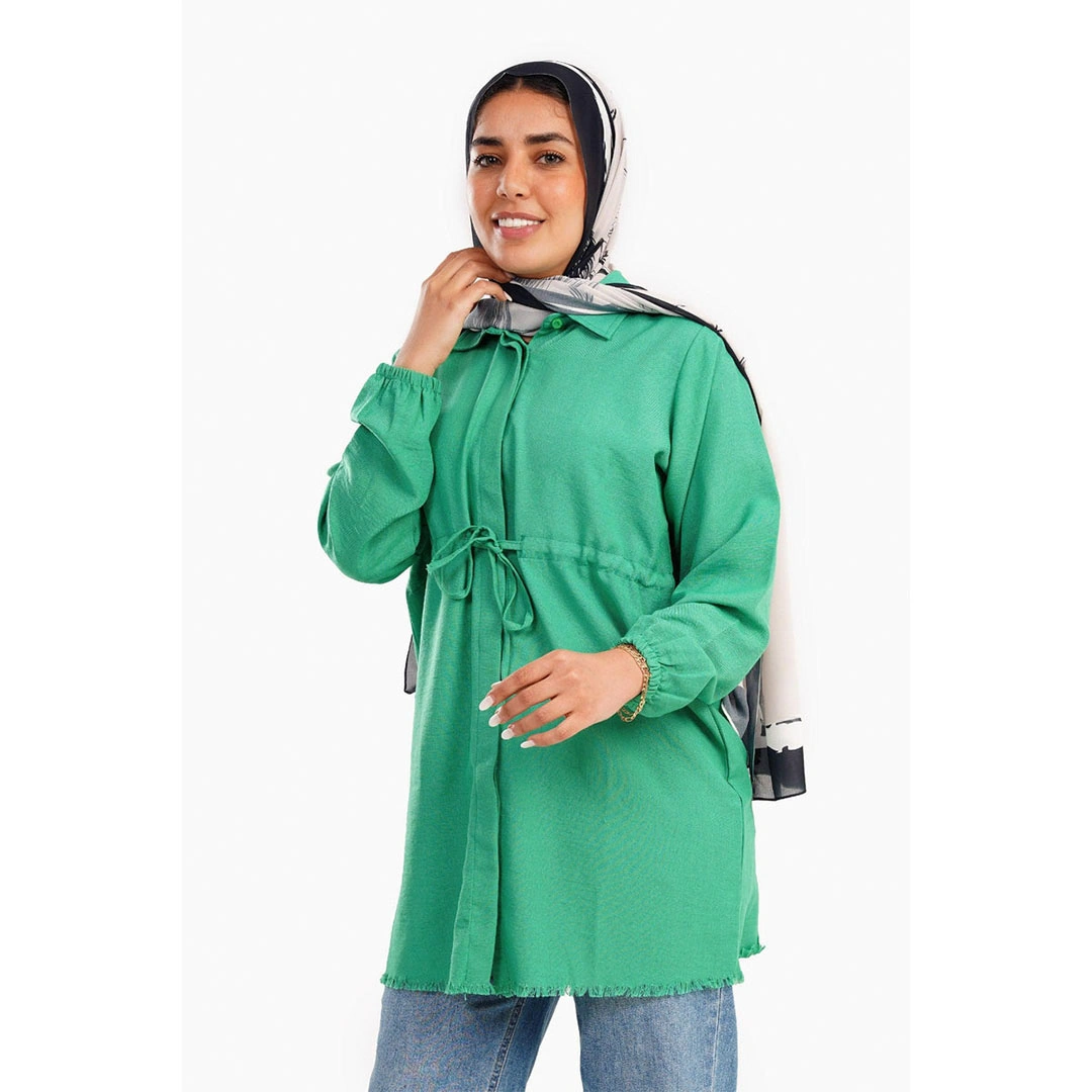 قميص كتان برباط حريمي 17368