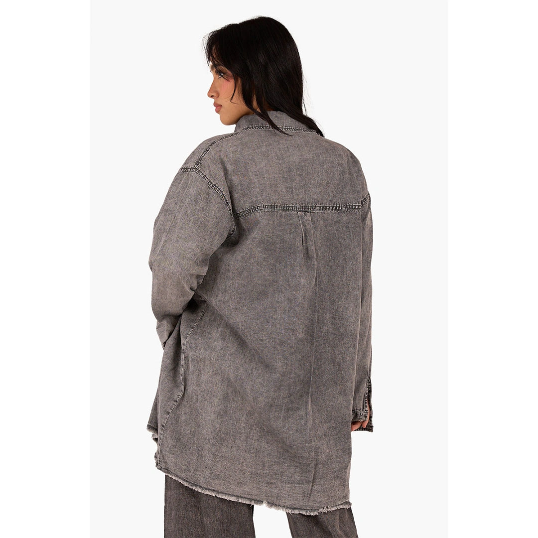 قميص جينز حريمي - رمادي 17759