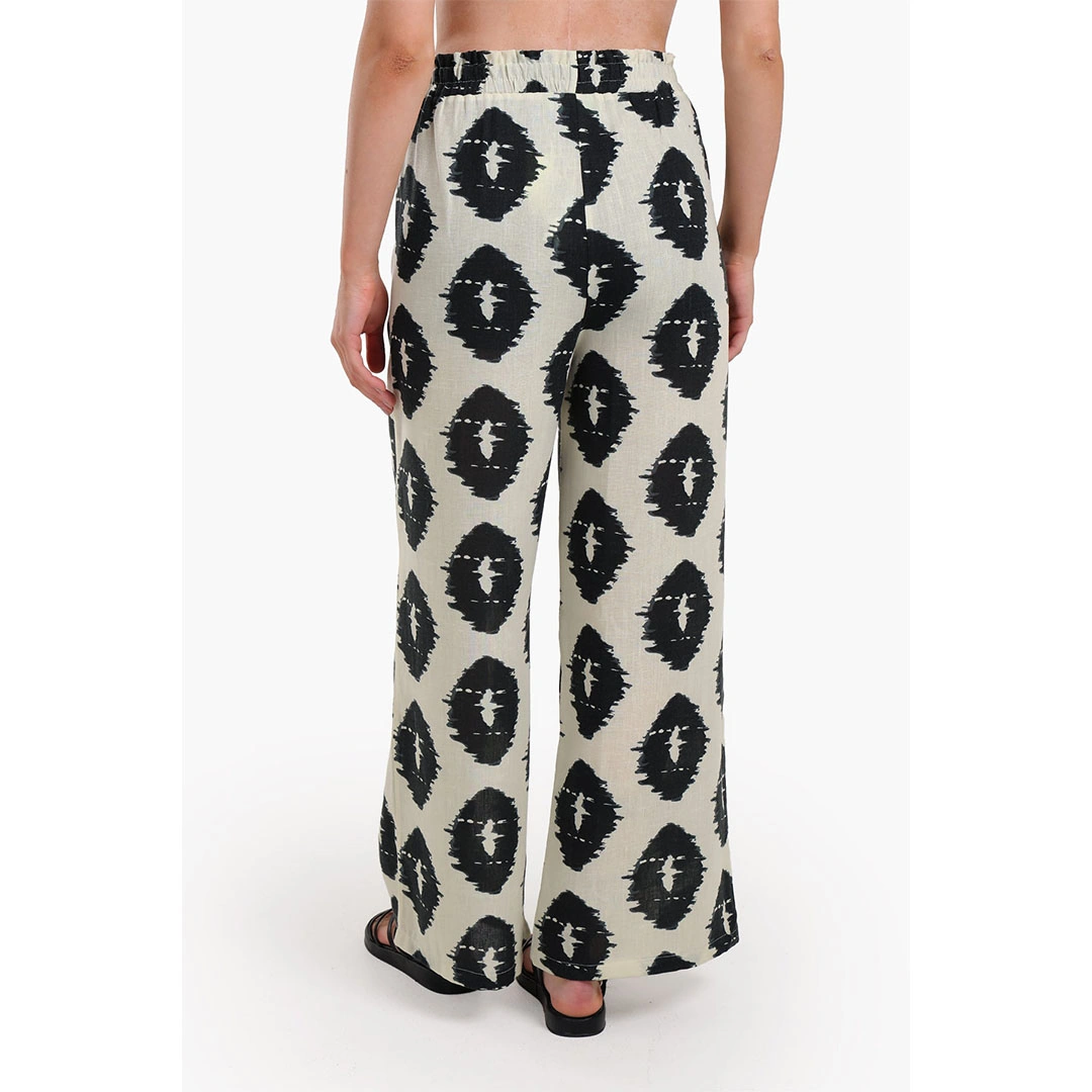 بنطلون حريمي مطبوع - أوف وايت 17823