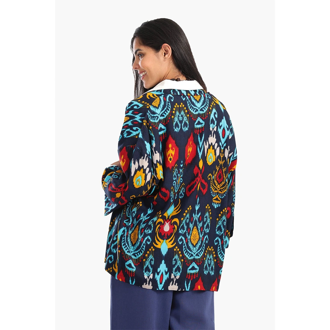 كارديجان مطبوع حريمي - كحلي 17844