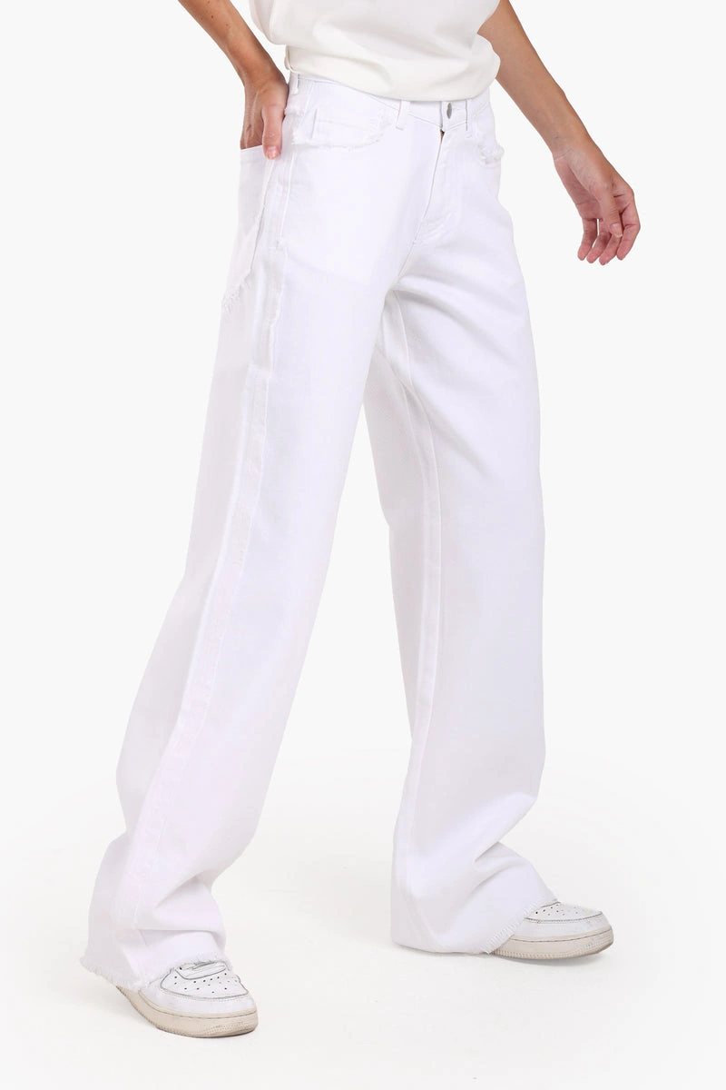 كلو بنطلون جينز أبيض بشراشيب - أبيض