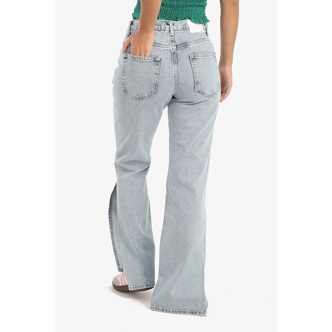 بنطلون جينز بفتحات جانبية حريمي - أزرق فاتح 17930