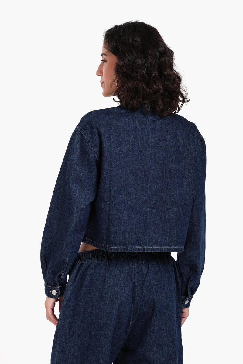 كلو قميص جينز قصير حريمي - كحلي