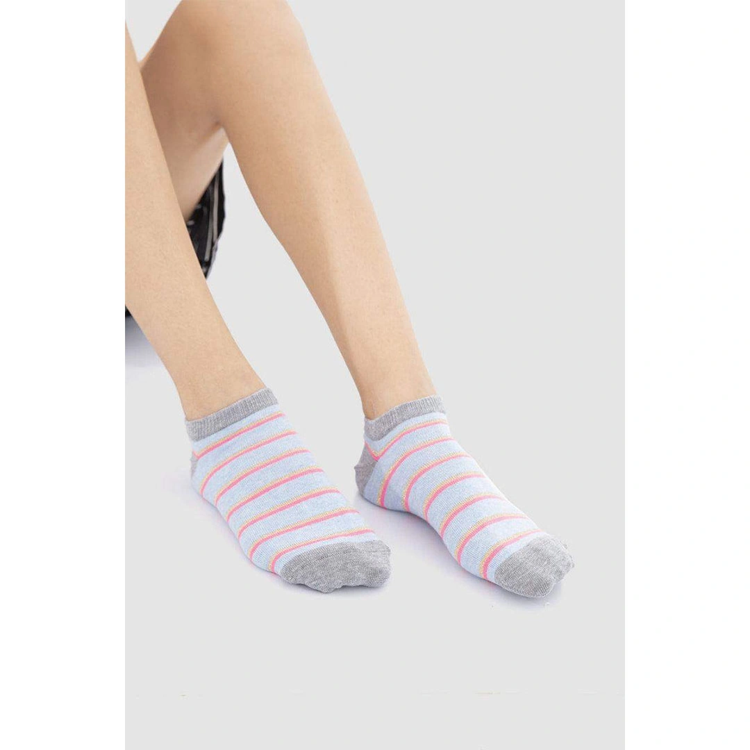 3 شرابات قطن حريمي - درجات الرمادي - 52020